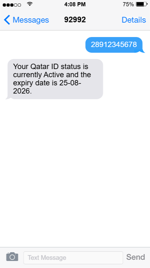 MOI Qatar ID Check via SMS