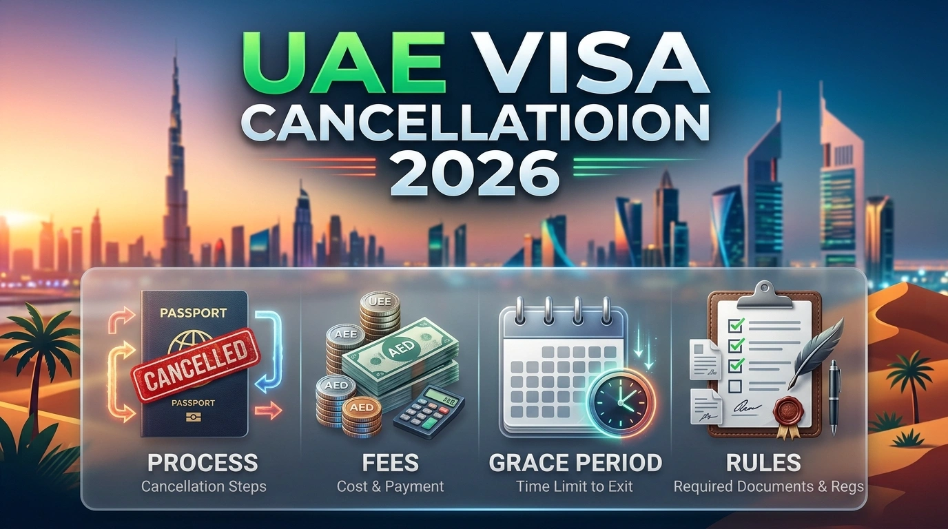 UAE Visa Cancellation 2026 | Procedure, Fees, & Grace Period